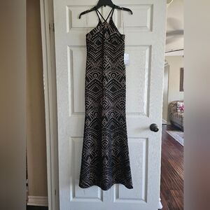 Jump Black Maxi Dress with Gold Pattern